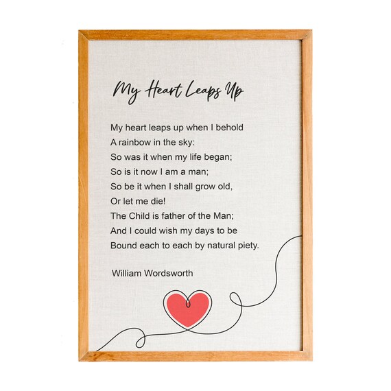 William Wordsworth My Heart Leaps Up Rainbow Heart Poem Poster