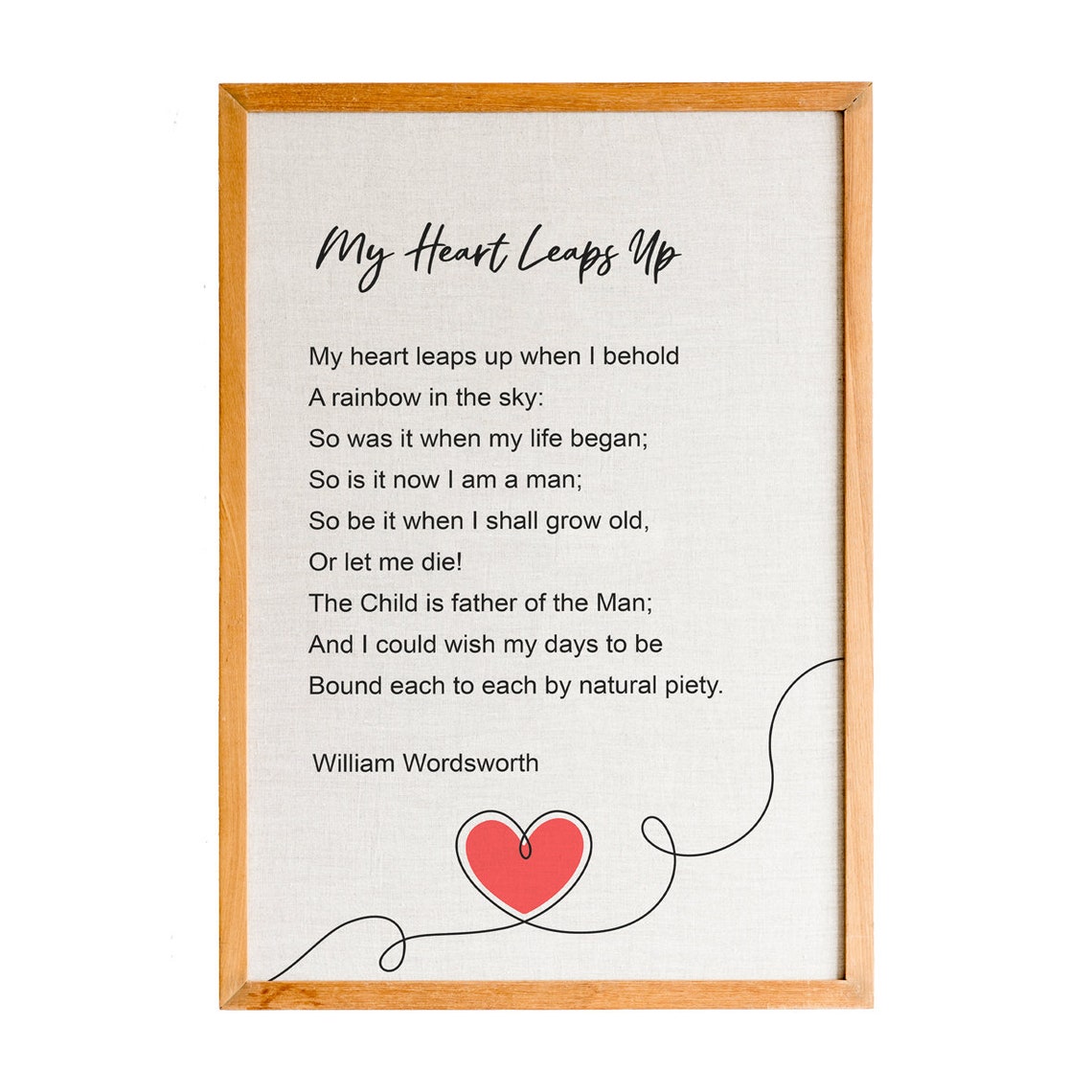 William Wordsworth My Heart Leaps Up Rainbow Heart Poem Poster