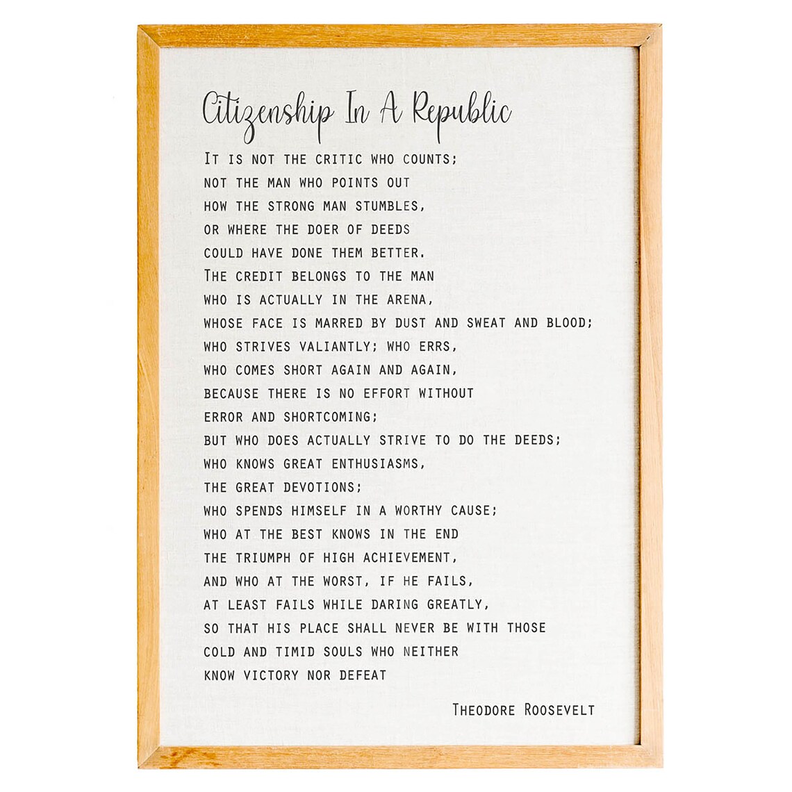 Man In The Arena Theodore Roosevelt Citizenship Inspirational Poster