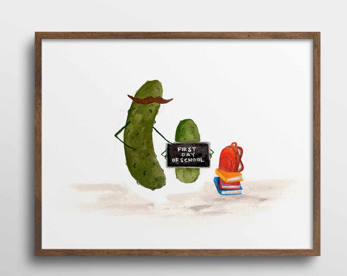 Whimsical Pickle First Day Of School Art Print