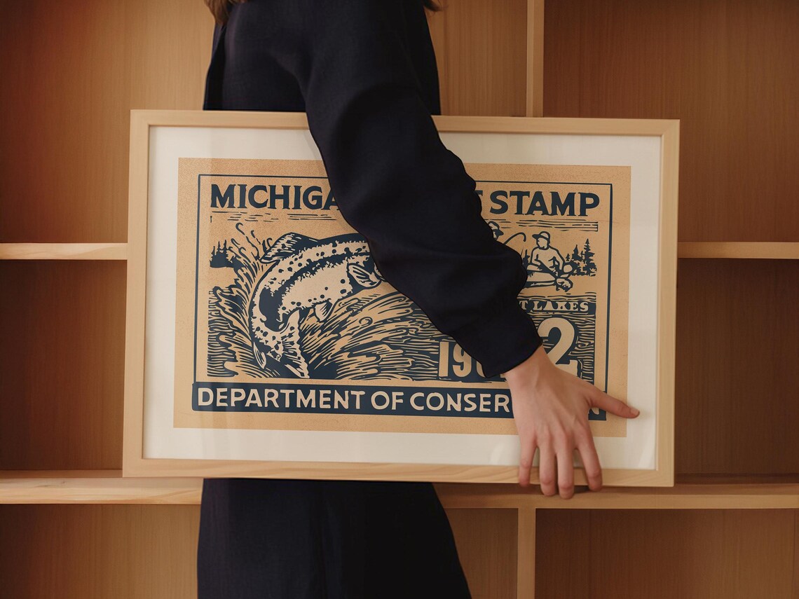 Michigan Trout Fishing Retro Art Print, Fisherman Gift - Image 3
