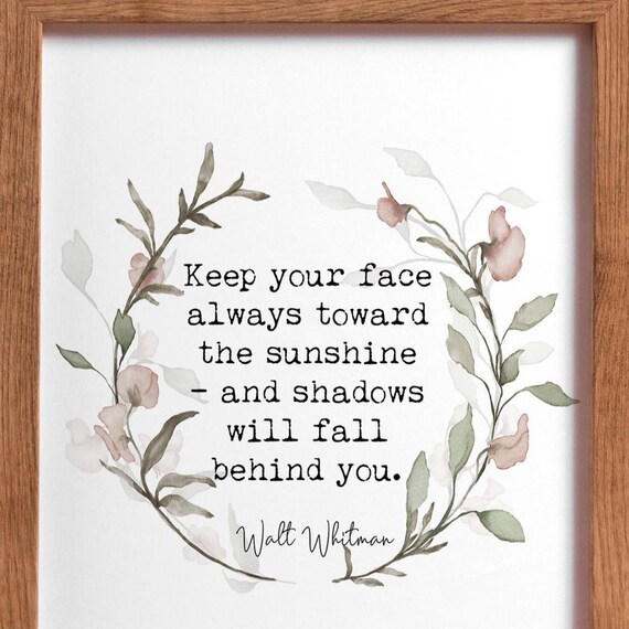Walt Whitman Sunshine Shadows Quote Botanical Wreath Art Poster