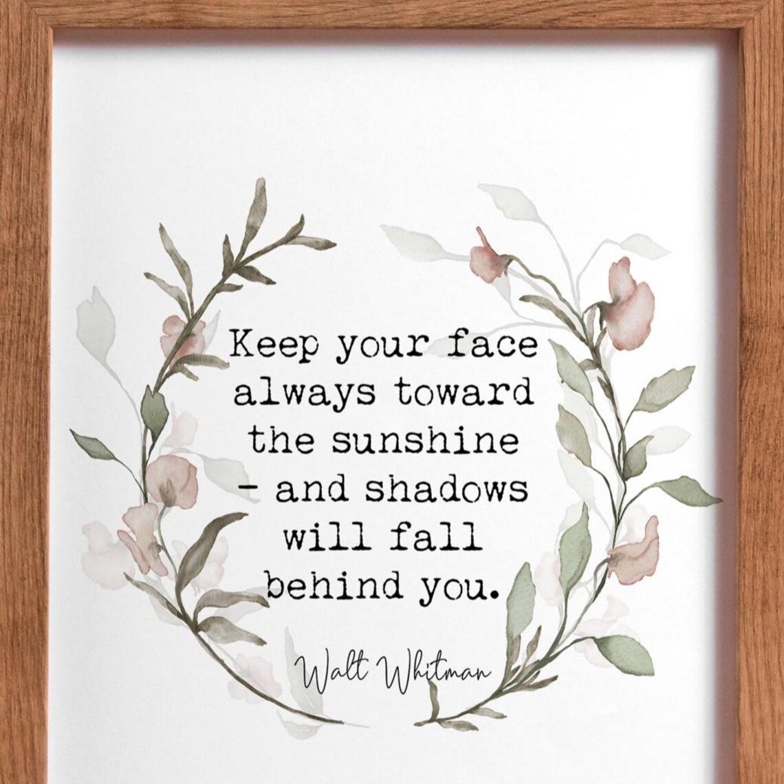 Walt Whitman Sunshine Shadows Quote Botanical Wreath Art Poster