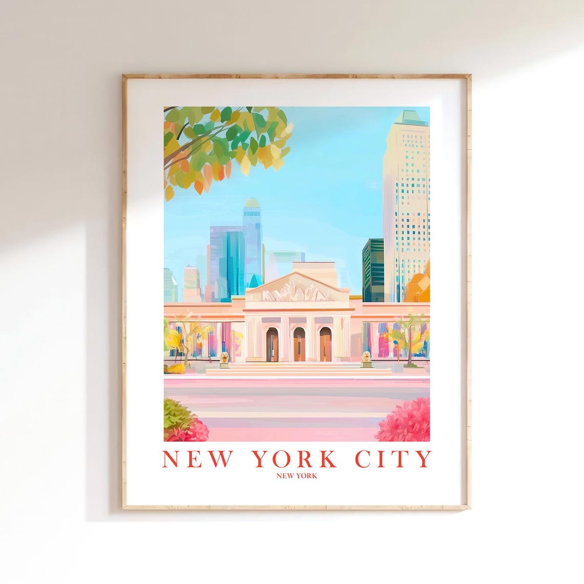 New York City Library Classical Landmark Manhattan Travel Poster