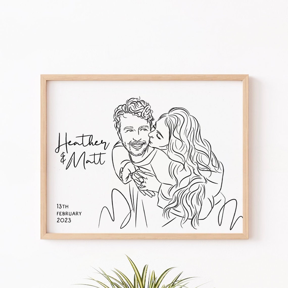 Heather and Matt Couple Line Art 13th February 2023 Date Poster