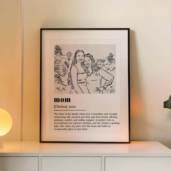 Personalized Mom Family Line Art Portrait Mothers Day Anniversary Birthday Minimalist Housewarming New Home Grandma Boho Decor