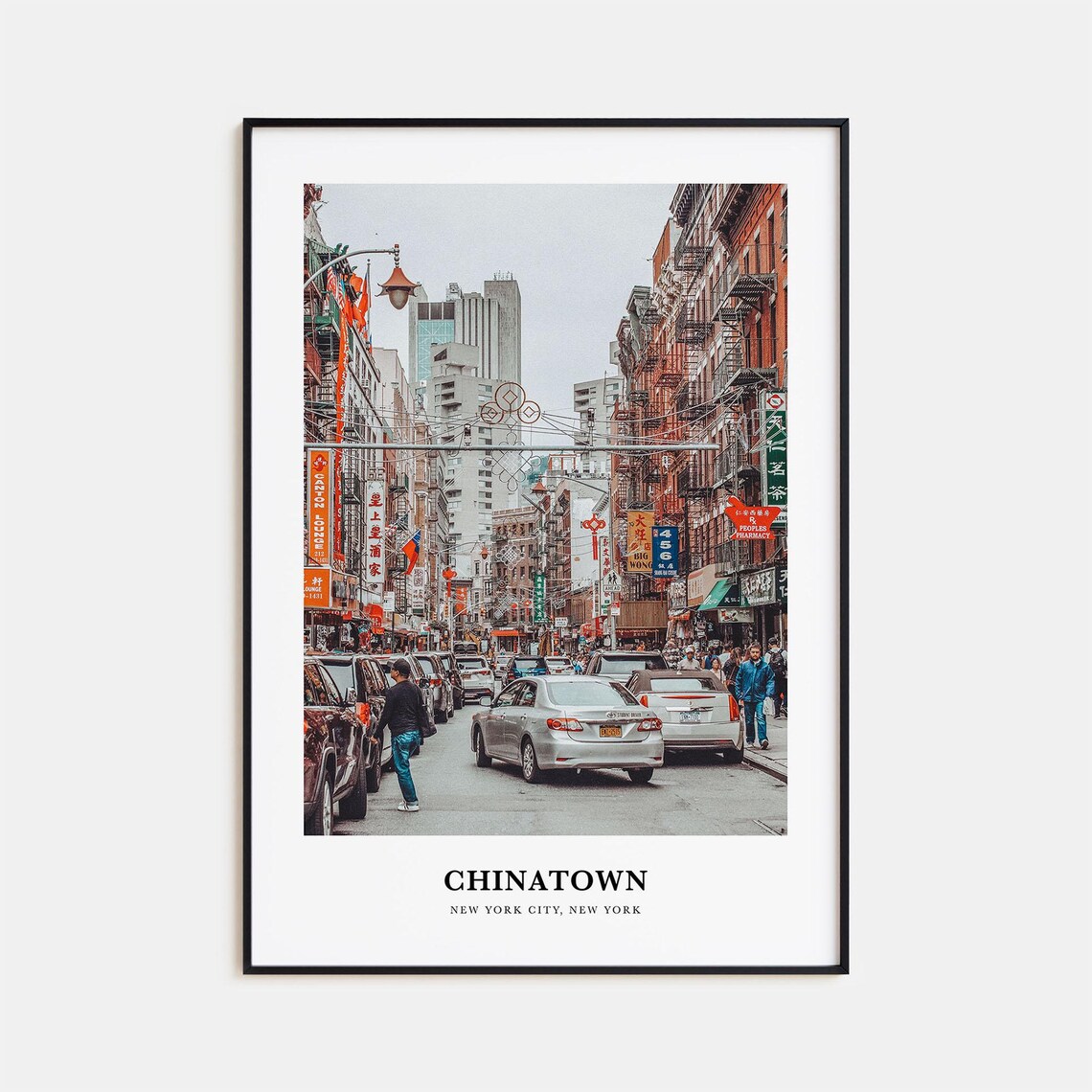 Chinatown New York City Travel Poster, Map Print