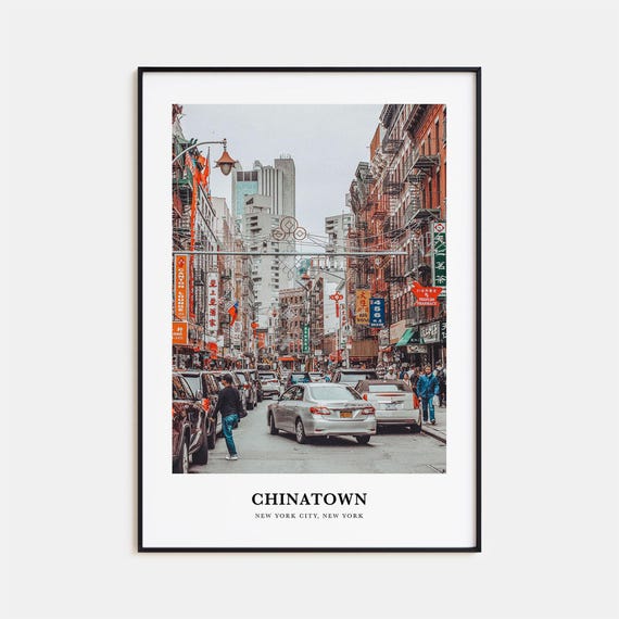 Chinatown New York City Travel Poster, Map Print