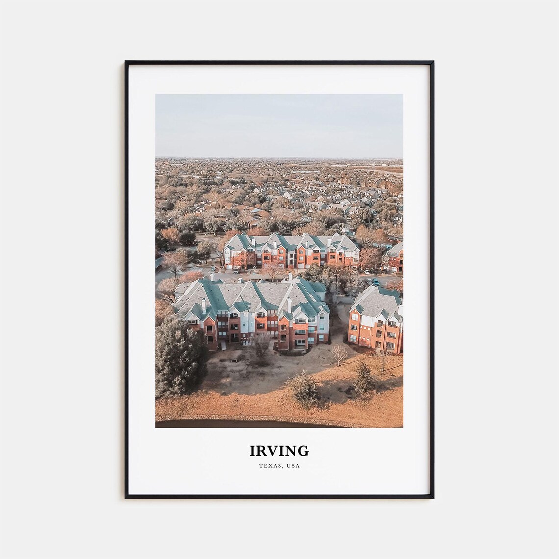 Irving Texas Brick Apartments Aerial Suburb Photography Travel Poster