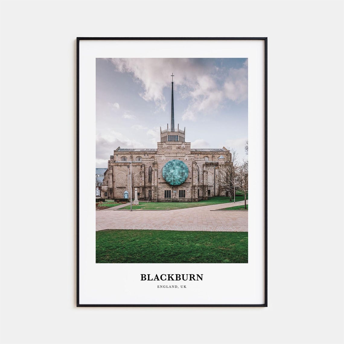 Blackburn England UK Cathedral Spire Minimalist Travel Poster