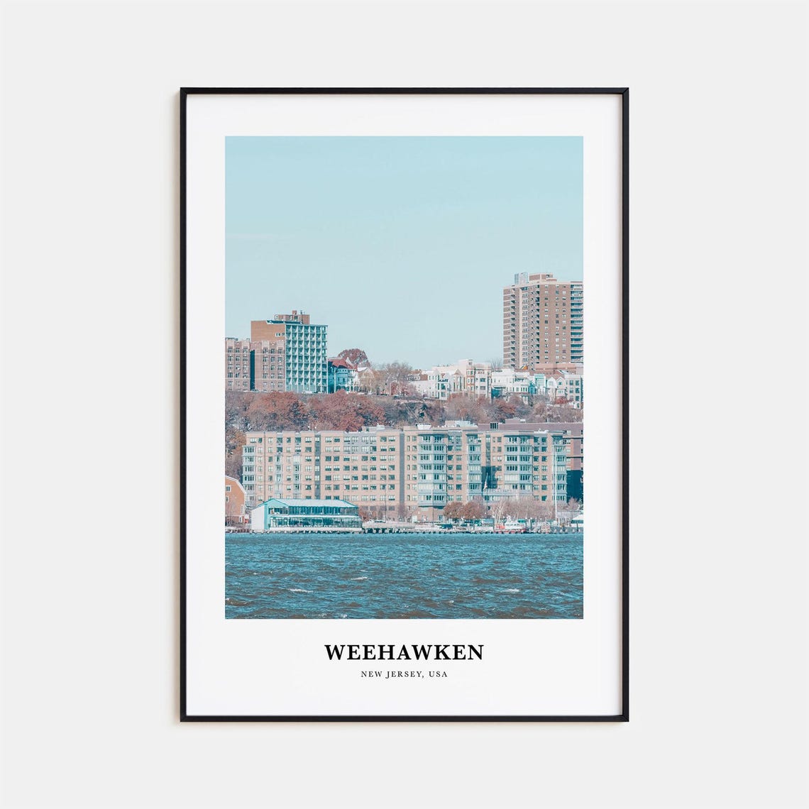 Weehawken New Jersey Hudson River Waterfront Skyline View Poster