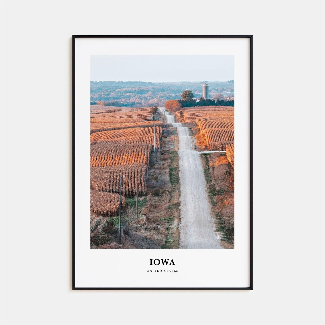 Iowa Travel Poster, United States Map Art Print