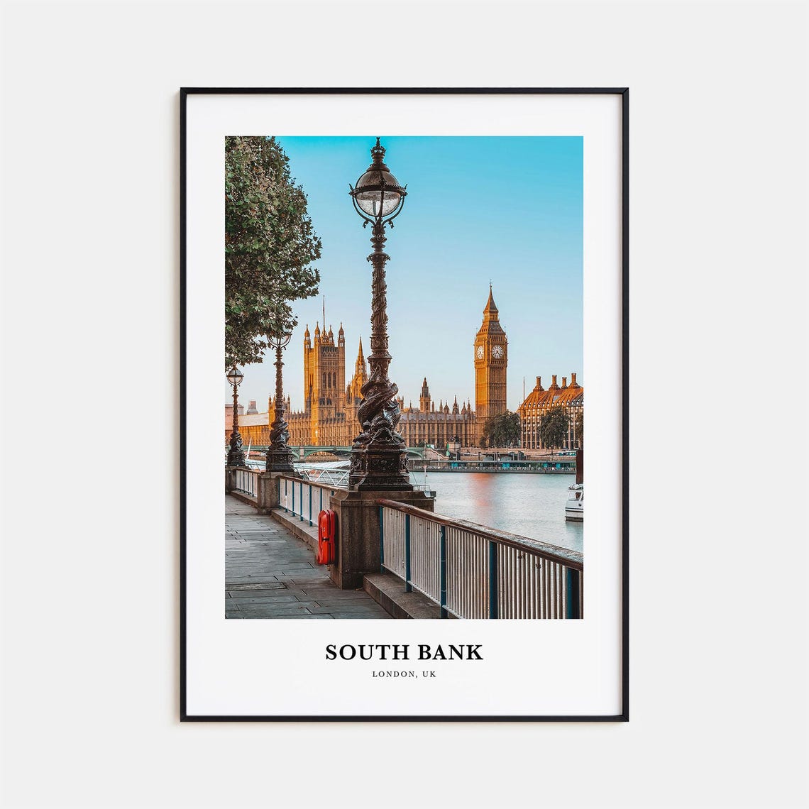 London South Bank Big Ben at Sunset Riverside Promenade Poster
