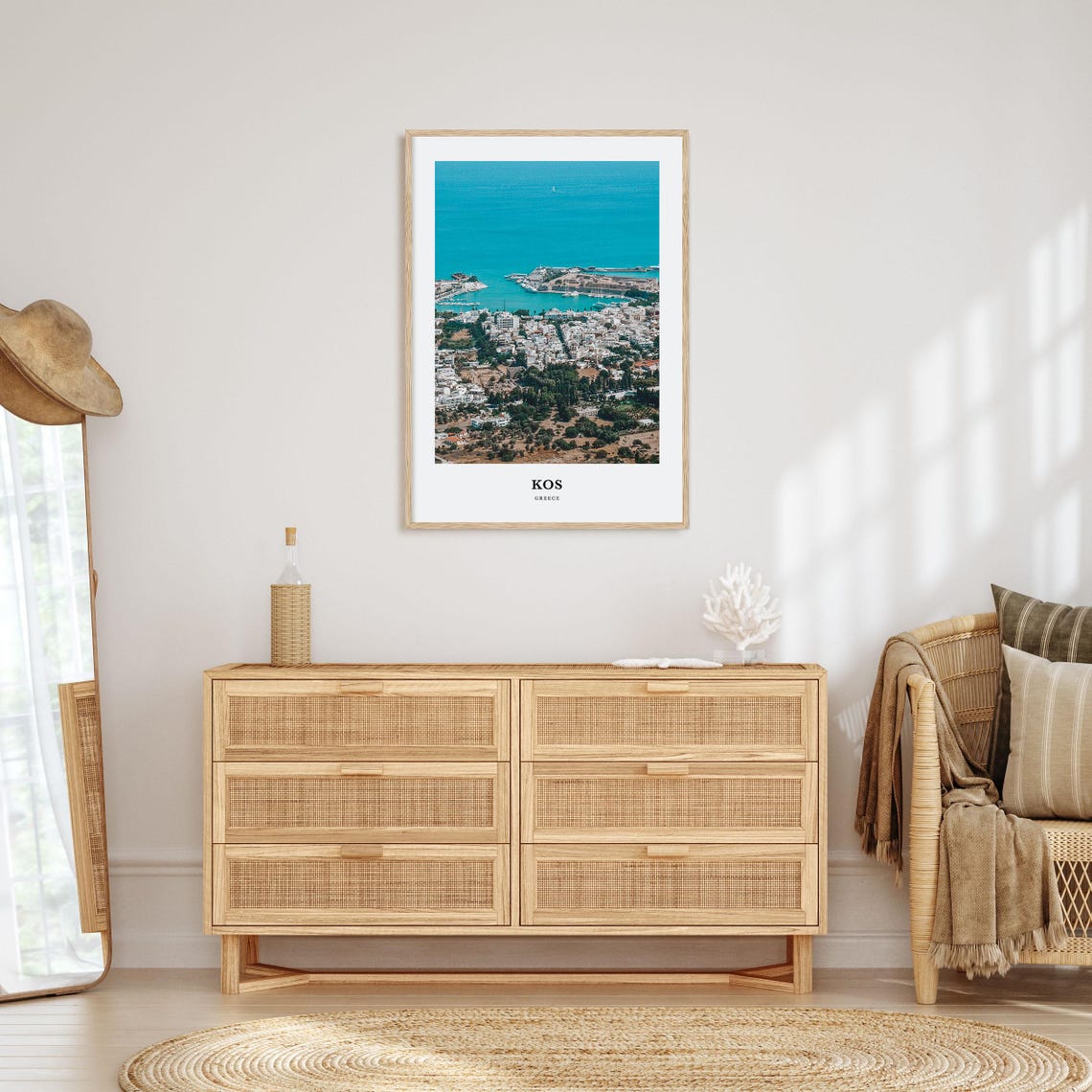 Kos Greece Aerial Old Town Harbor Aegean Coast Travel Poster - Image 2