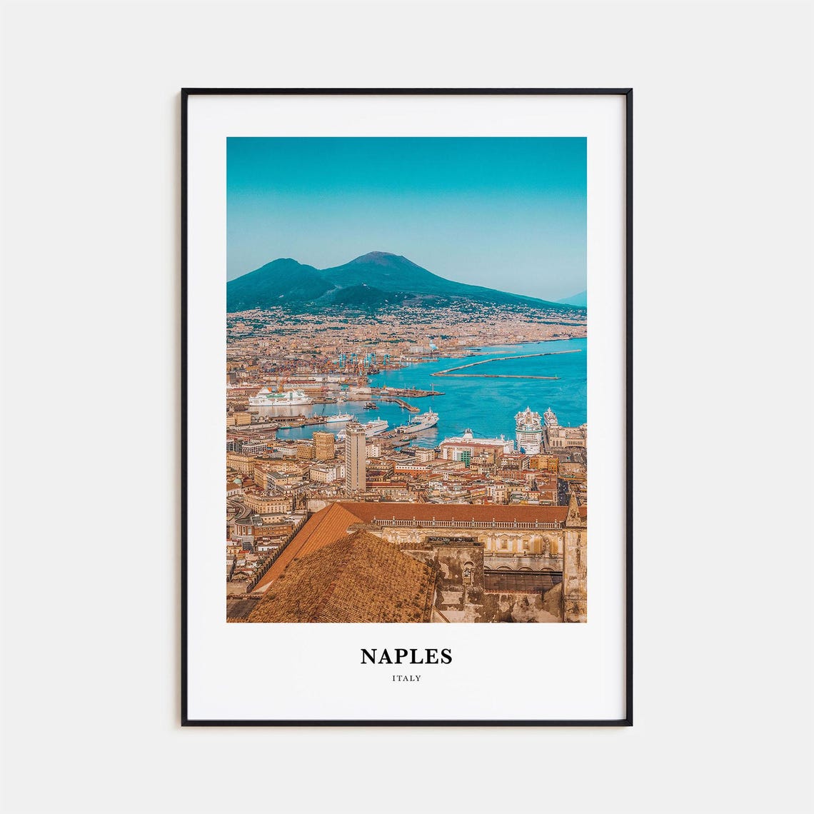 Naples Italy Bay Cityscape Volcano Overlooking Photography Poster