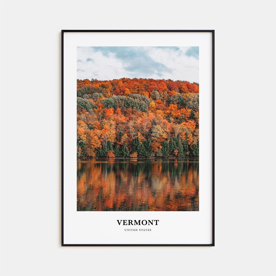 Vermont Travel Poster, United States Map Print