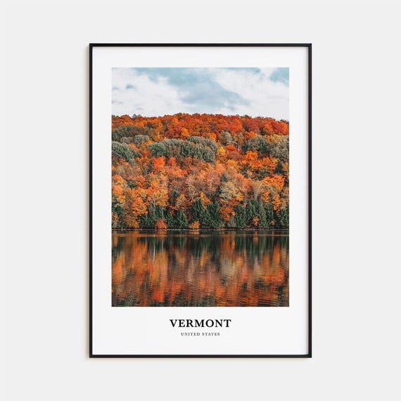 Vermont Travel Poster, United States Map Print