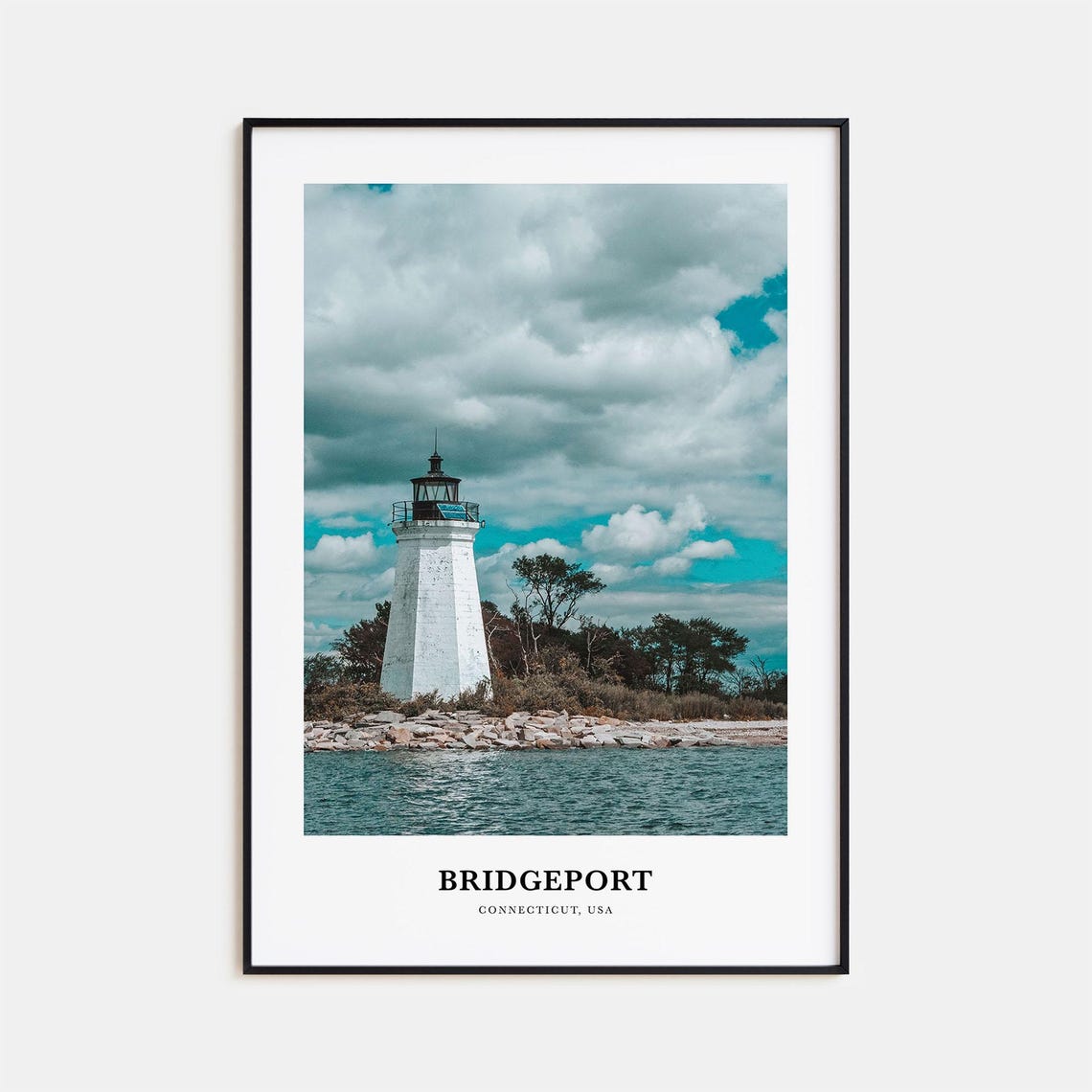 Bridgeport Connecticut Coastal White Lighthouse Photo Poster