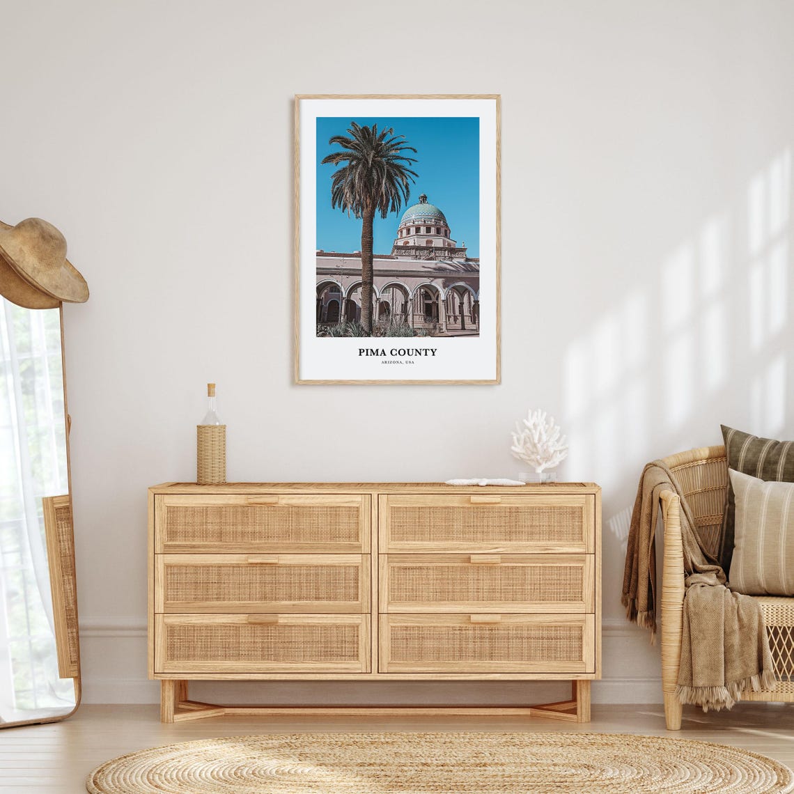 Pima County Arizona Tiled Dome Courthouse Palm Tree Art Poster - Image 2