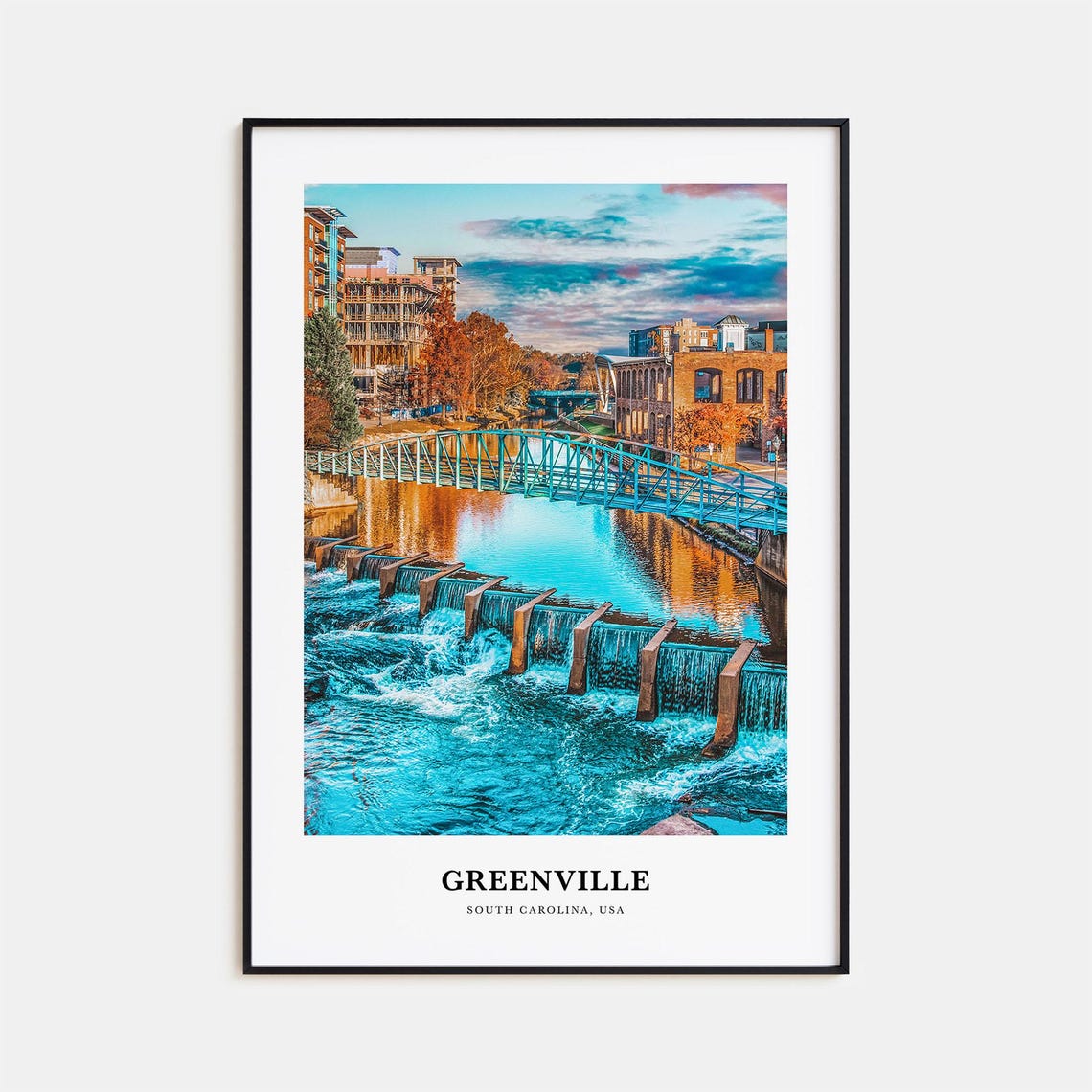 Greenville Print No 2 Greenville Photo Poster Greenville Travel Wall Art Greenville Map Greenville Photography South Carolina Usa