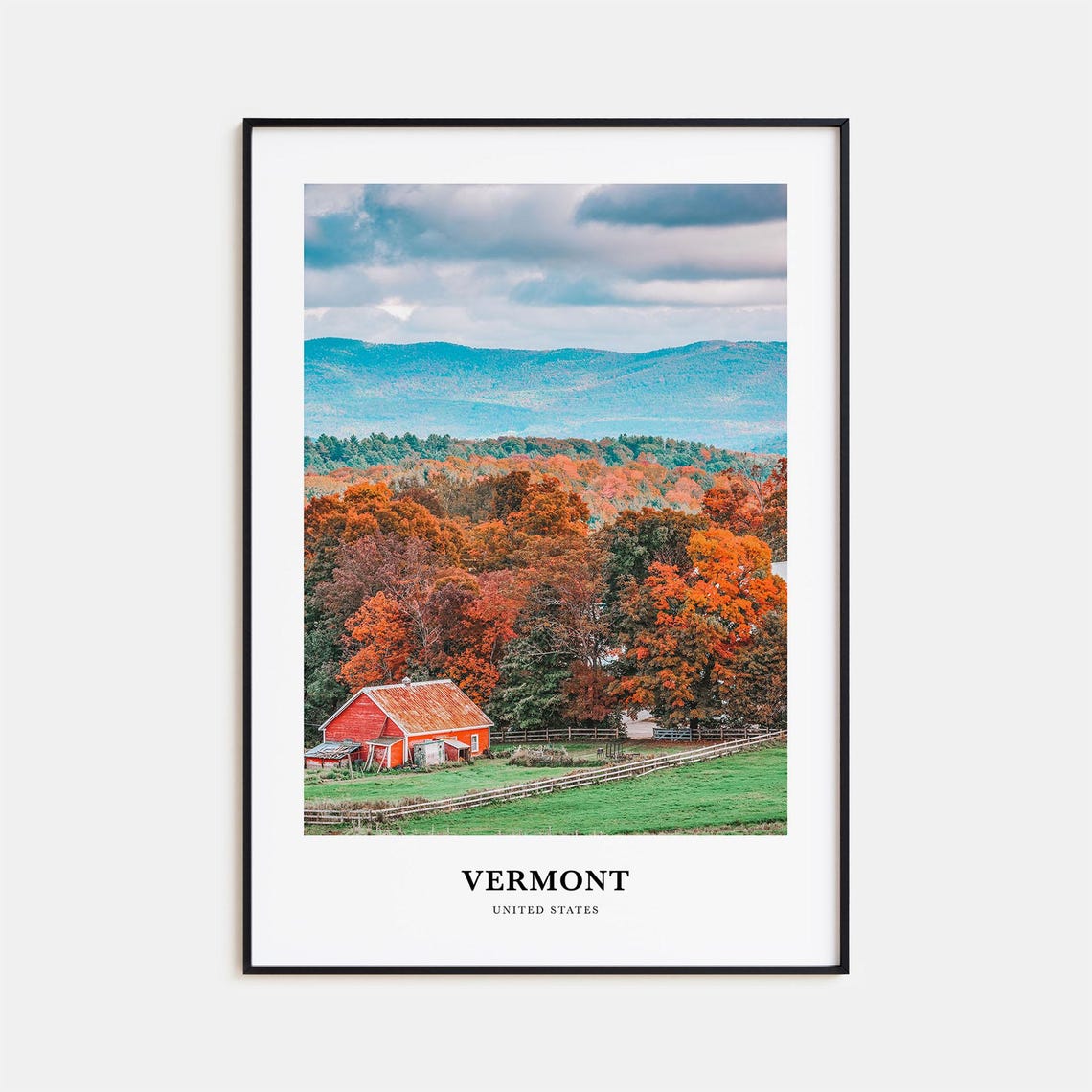 Vermont Print No 1 Vermont Photo Poster Vermont Travel Wall Art Vermont Map Print Vermont Photography Vermont Wall Dcor United States