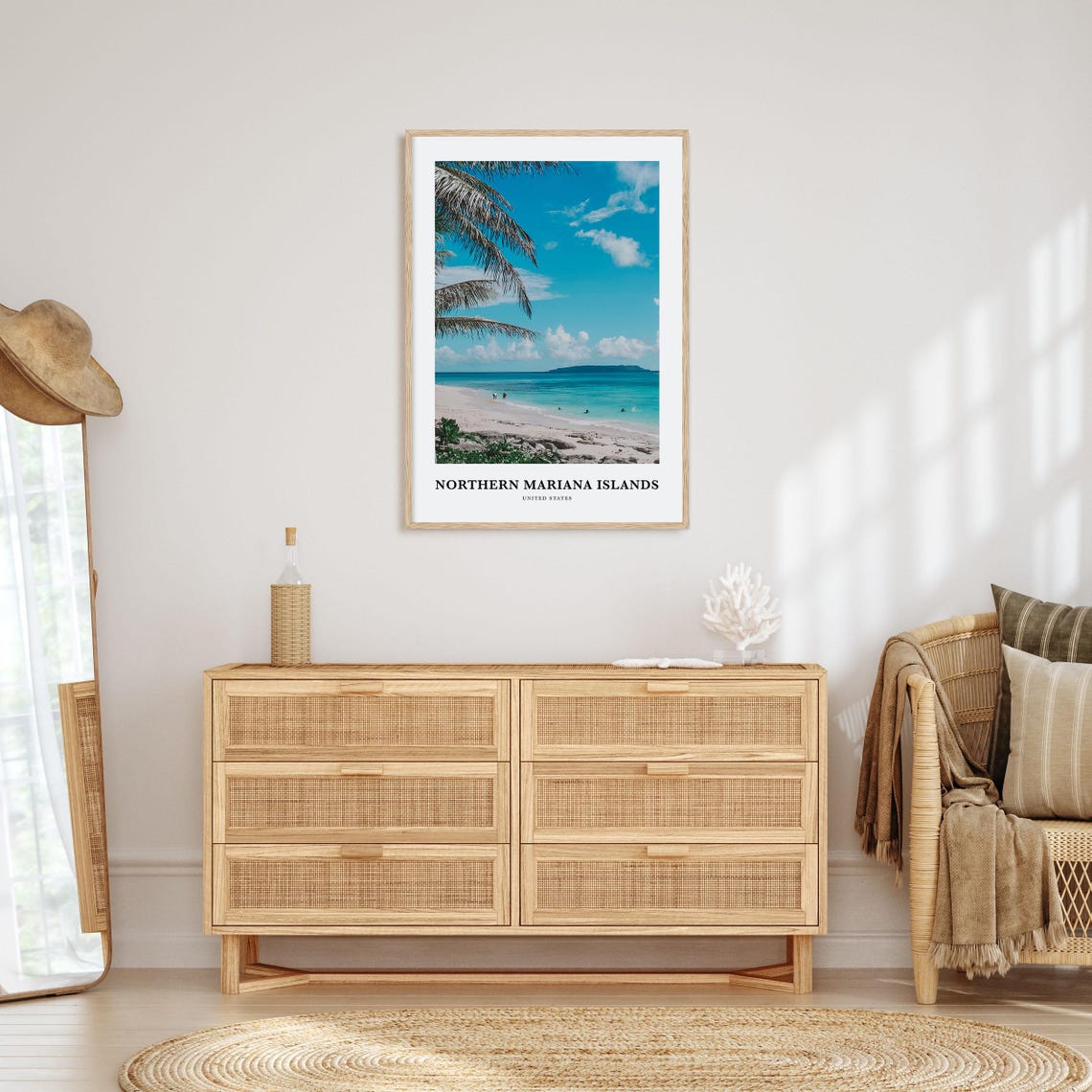Northern Mariana Islands Tropical Beach Palms Photography Poster - Image 2