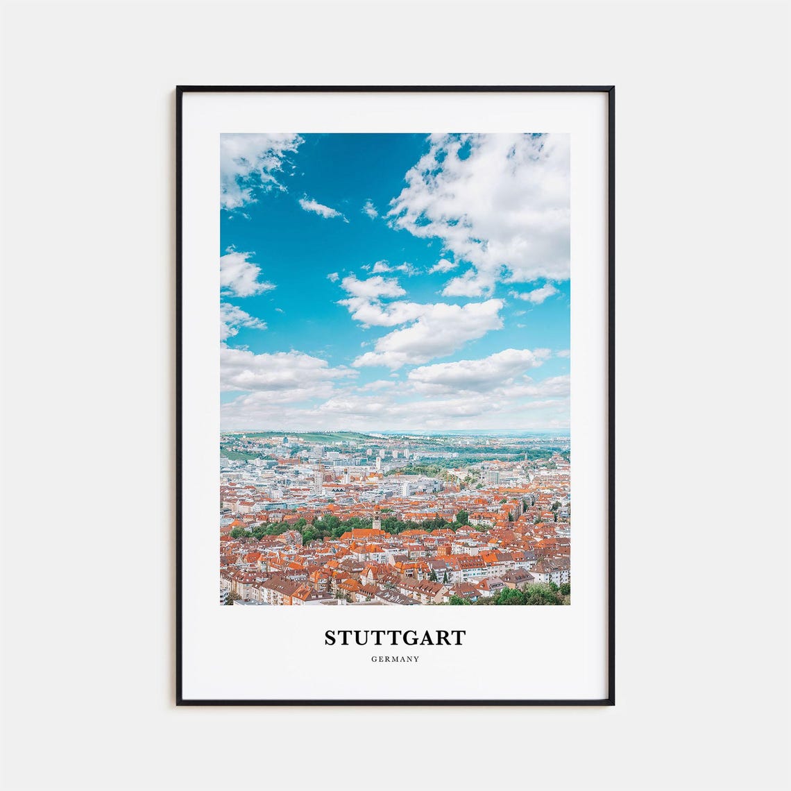Stuttgart Germany City Panorama Red Roofs Skyline Photo Poster