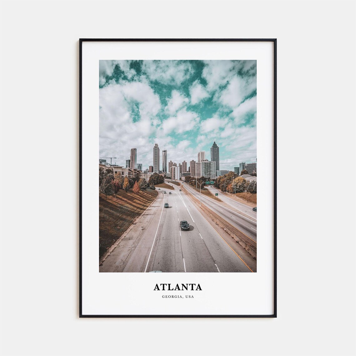 Atlanta Georgia Downtown Skyline Highway Overlook Travel Poster
