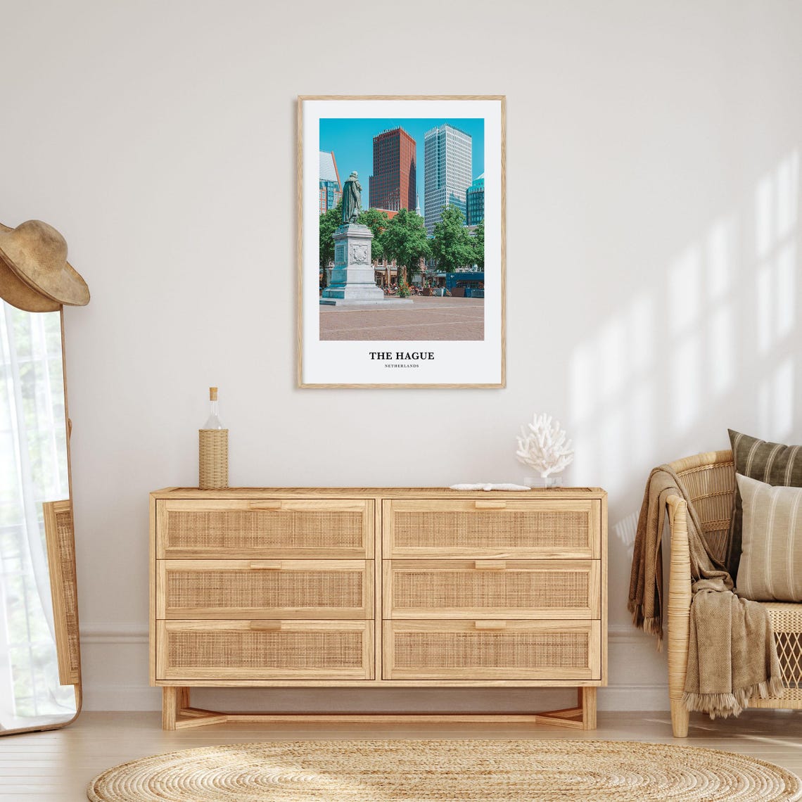 The Hague Netherlands Plein Square Statue City Skyline Travel Poster - Image 2