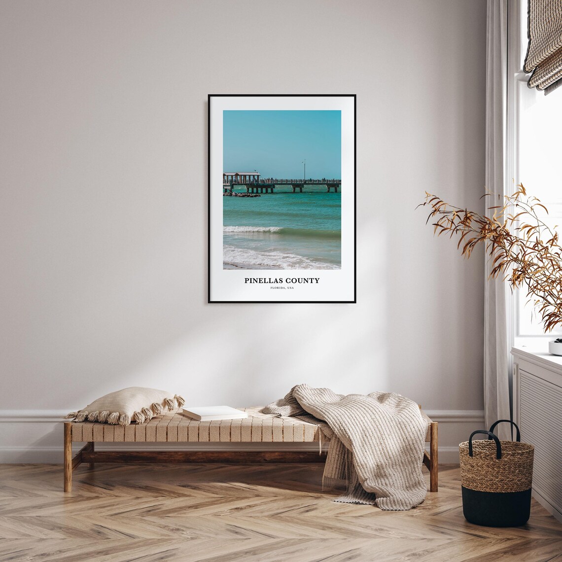 Pinellas County Florida Fishing Pier Turquoise Gulf Waves Poster - Image 3