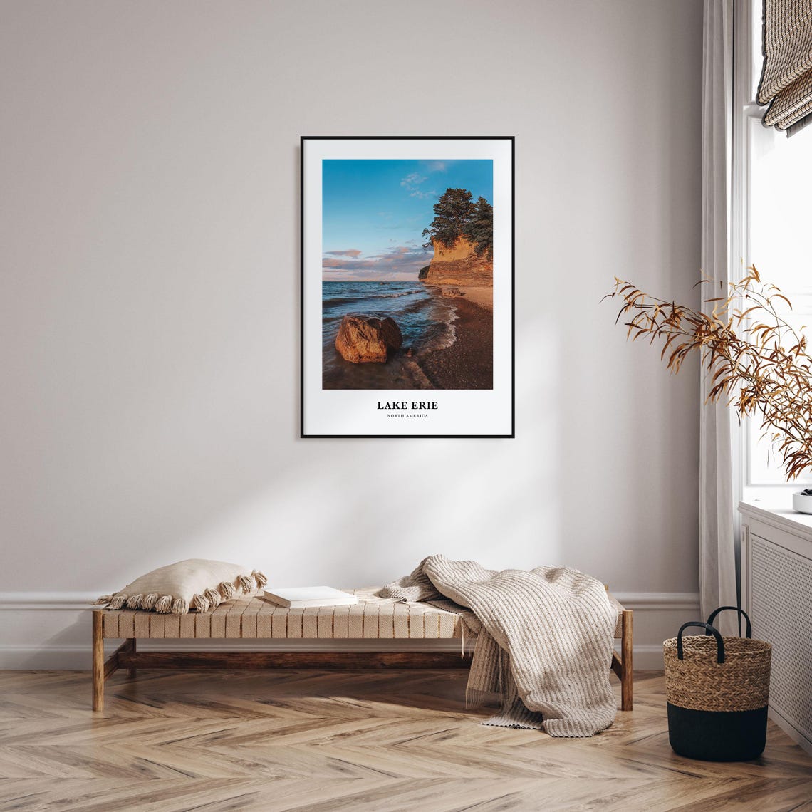 Lake Erie Sunset Rocky Shoreline Boulder Beach Nature Travel Poster - Image 3