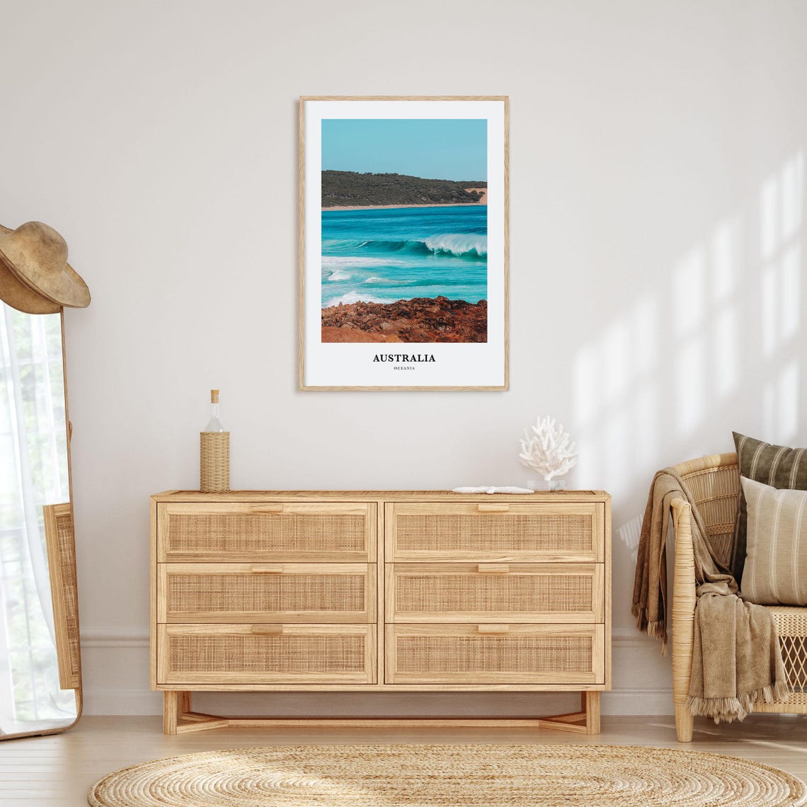 Australia Oceania Turquoise Surf Waves Rocky Coast Travel Poster - Image 2