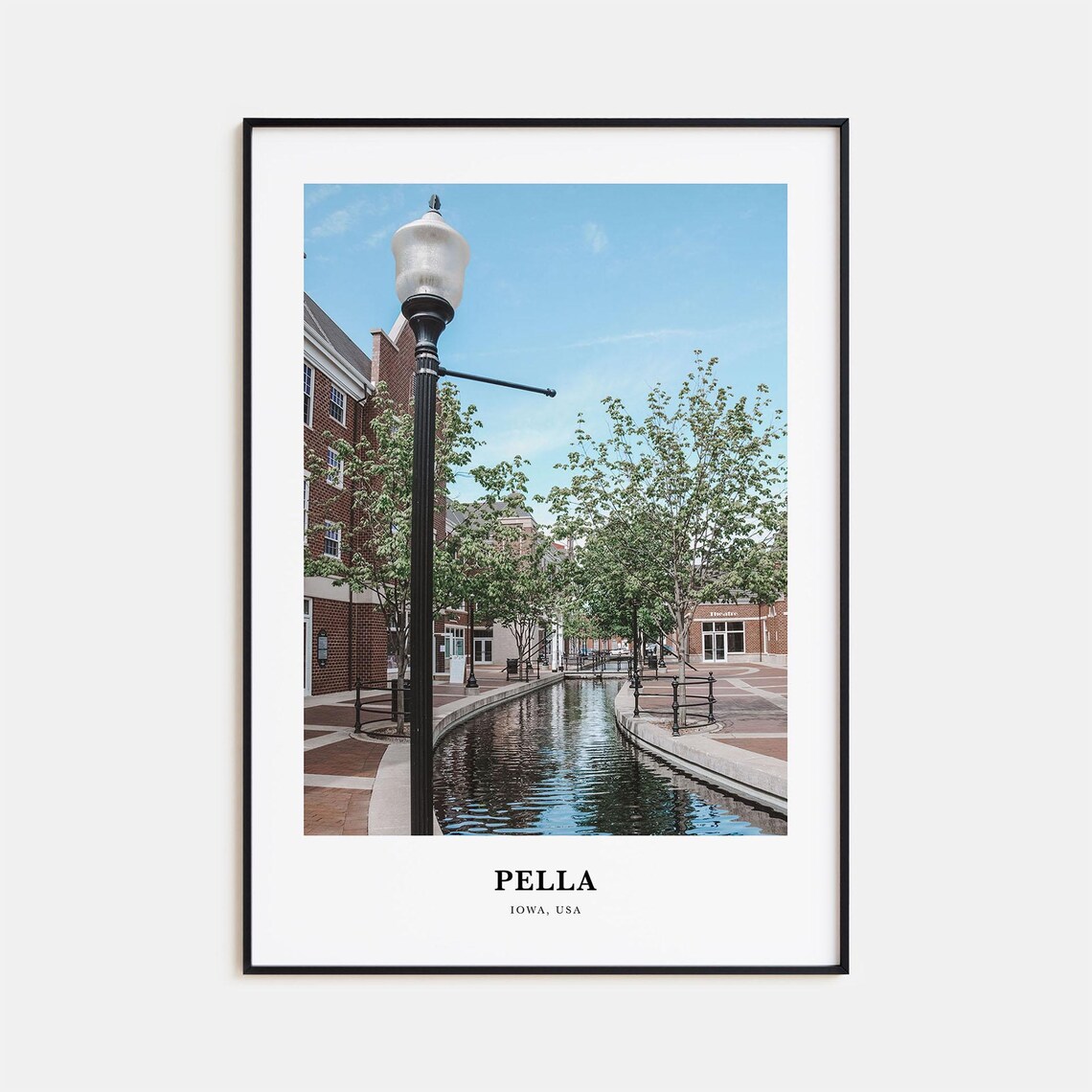 Pella Iowa Canal Street Lamp Brick Buildings Town Center Photo Poster