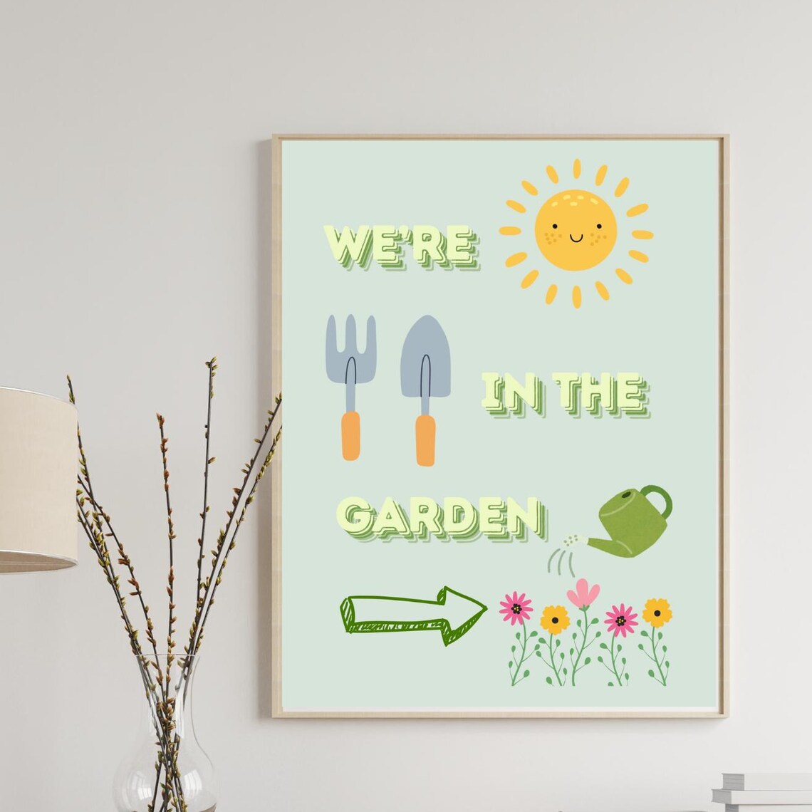 We're In The Garden Cheerful Sunflower Kids Gardening Poster