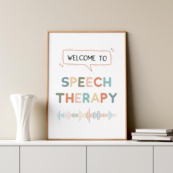 Welcome to Speech Therapy Poster Colorful Soundwave Room Sign Decor