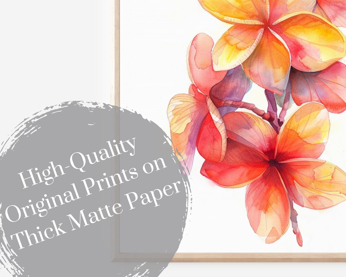 Plumeria Watercolor Art Print, Boho Hawaii Flower - Image 4