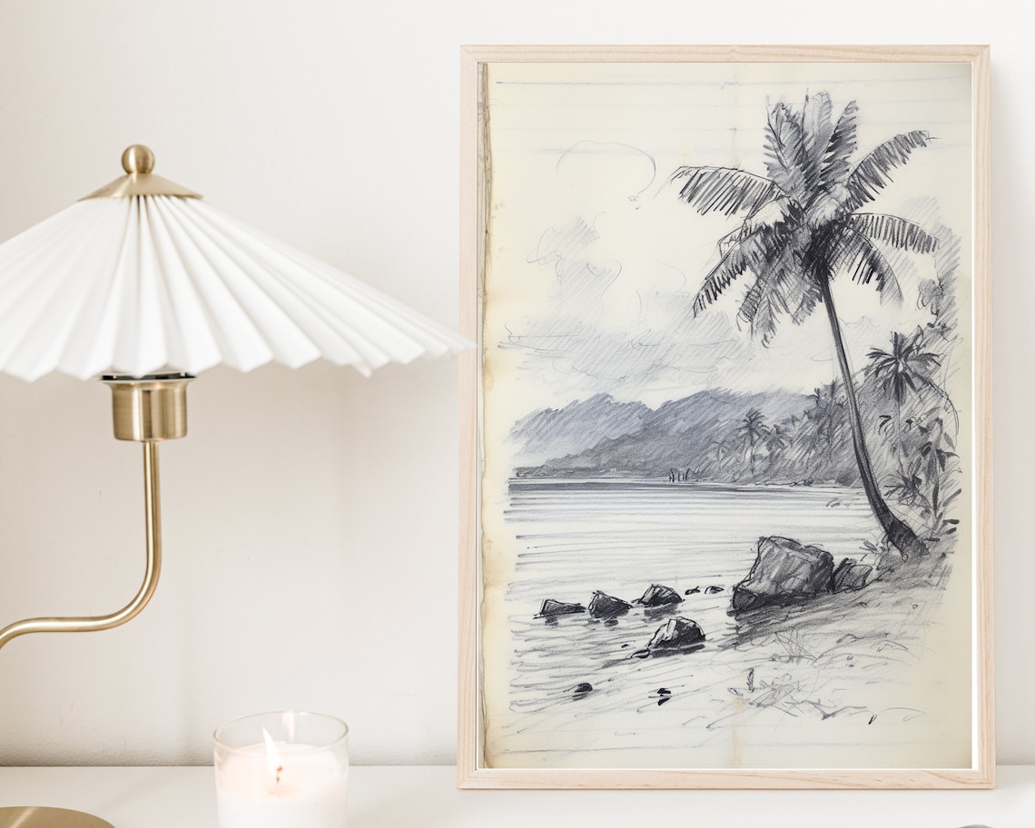 Vintage Hawaii Ink Drawing, Retro Island Art Print - Image 2