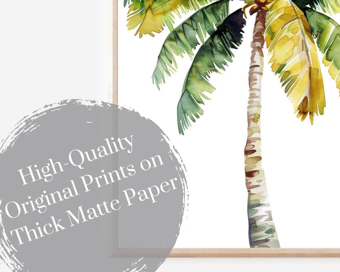 Coconut Palm Tree Watercolor Minimalist Tropical Beach Wall Art Poster - Image 4