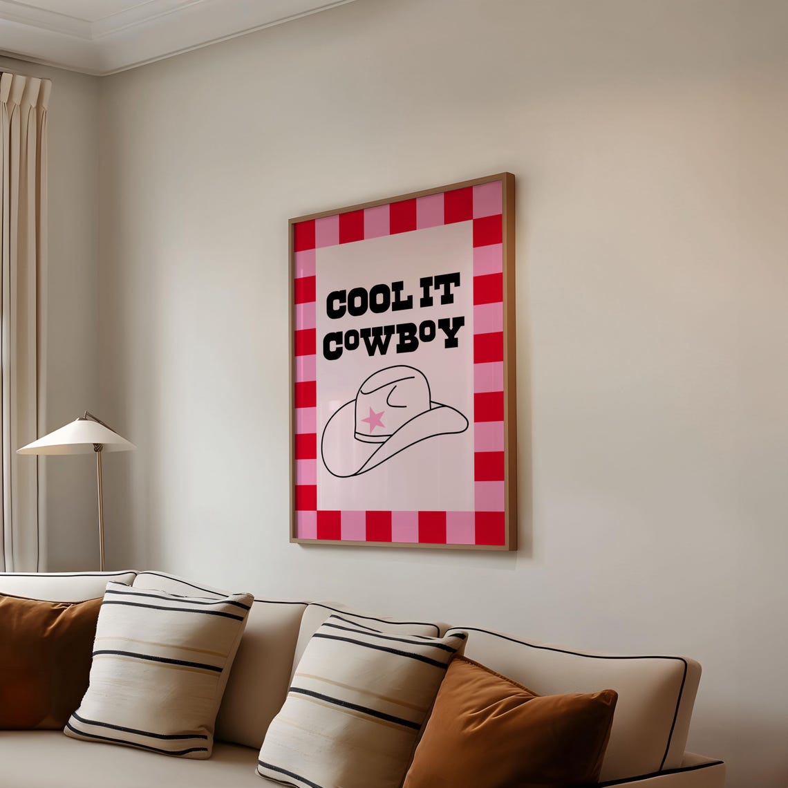 Cool It Cowboy Pink Checkerboard Western Sassy Cowboy Hat Poster - Image 2