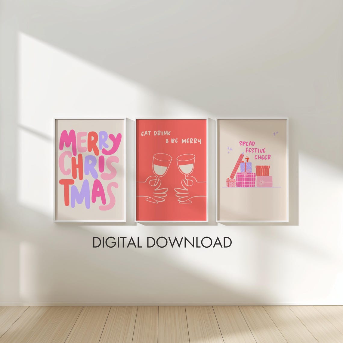 Spread Festive Cheer Poster Pink Gift Boxes Christmas Holiday Decor - Image 5