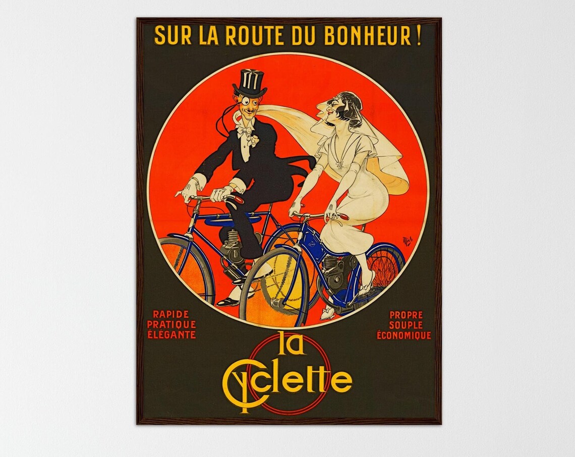 Vintage France Cycling, Art Nouveau Travel Poster
