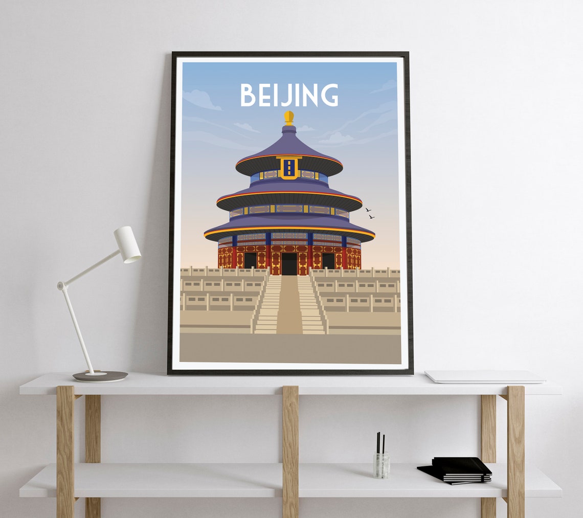 Beijing Travel Poster China Poster Beijing Print Beijing Poster China Travel Print China Print China Wall Art Retro Travel Print - Image 2