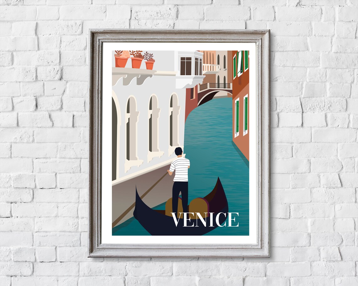 Venice Retro Travel Poster, European City Art Print - Image 2