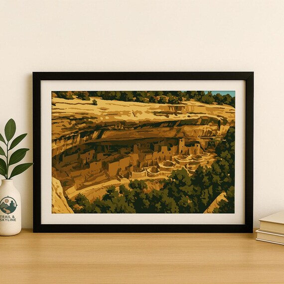 Mesa Verde National Park Cliff Dwellings Vintage Travel Poster