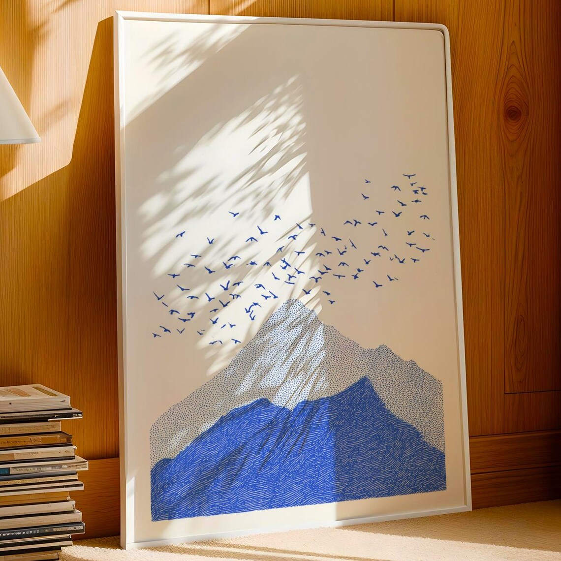 Light Blue Mountain Print, Japanese Inspired Landscape