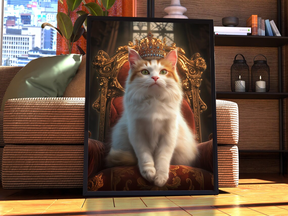 Turkish Van Cat Royal Portrait Poster, Vintage