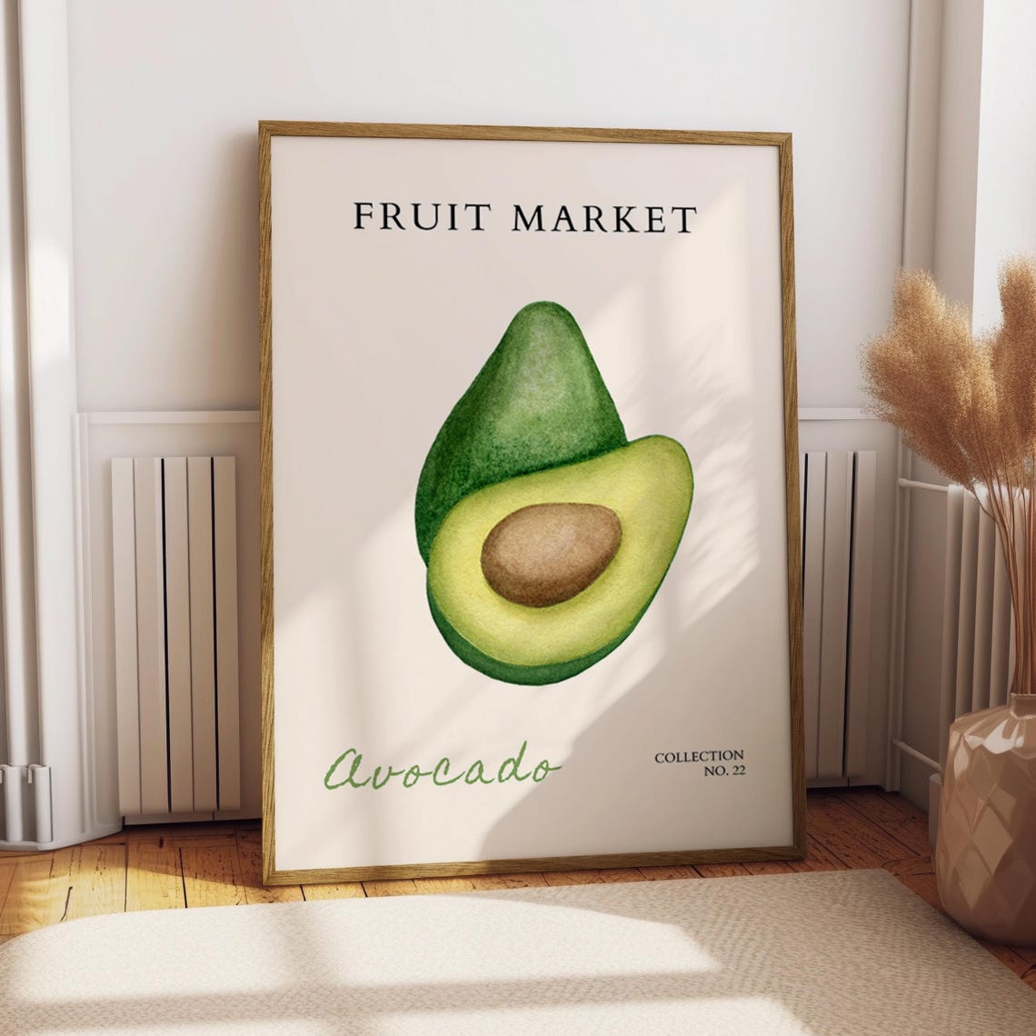 Avocado Fruit Market Watercolor Kitchen Decor Botanical Wall Poster