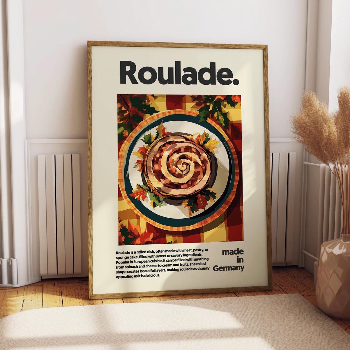 Roulade German Rolled Cake Autumn Illustration Kitchen Art Poster