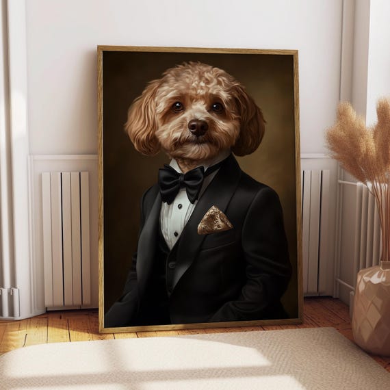 Havapoo Suit Portrait Dog Poster Pet Custom Art Gift Funny Tux