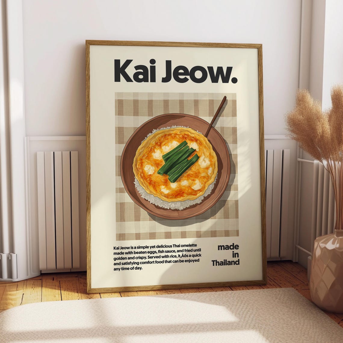 Kai Jeow Thai Omelette Rice Retro Kitchen Decor Food Art Poster